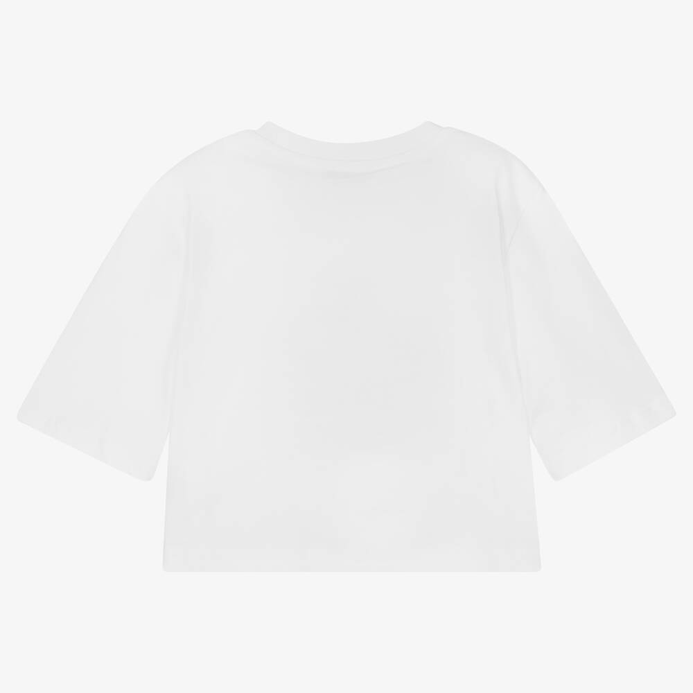 女童白色印花棉T恤