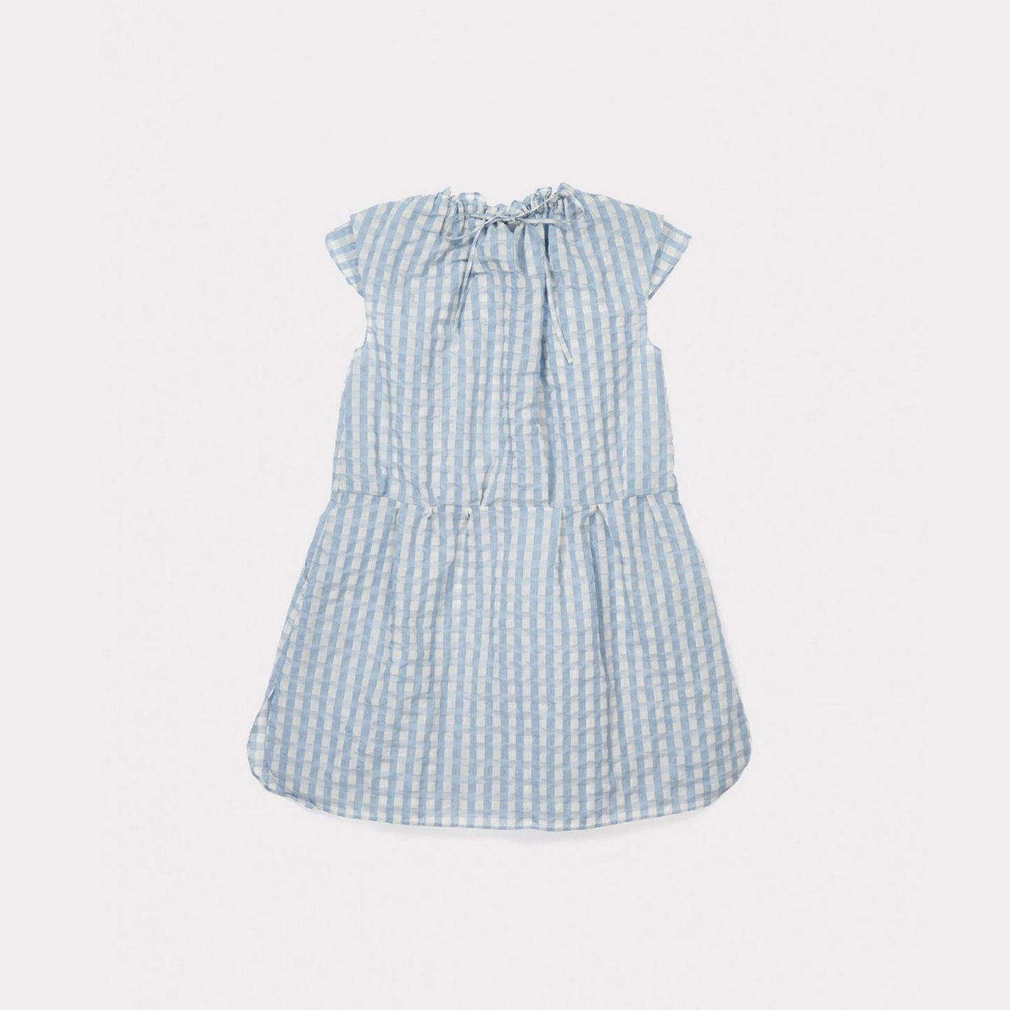 Girls Pale Blue Check Woven Dress