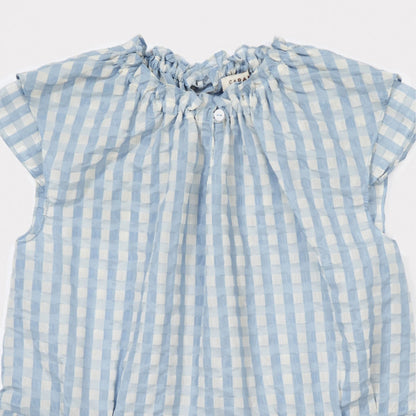 Girls Pale Blue Check Woven Dress