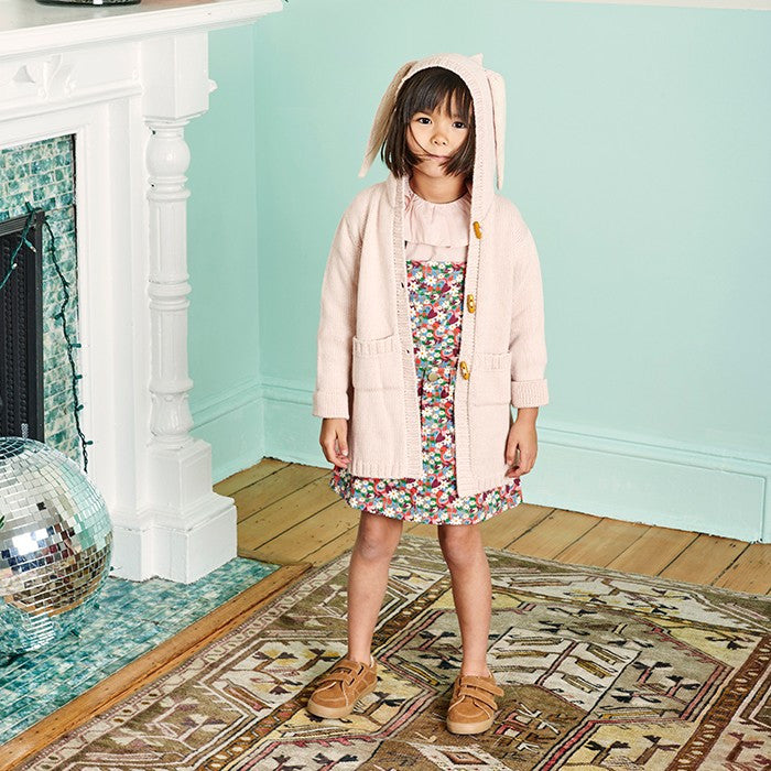 Girls Light Pink Bunny Toggle Sweater