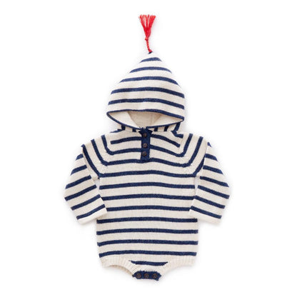 Baby Indigo Stripes Baby Alpaca Hooded Onesie