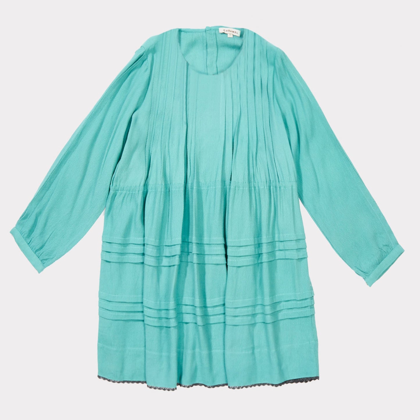 女童绿宝石斜纹连衣裙