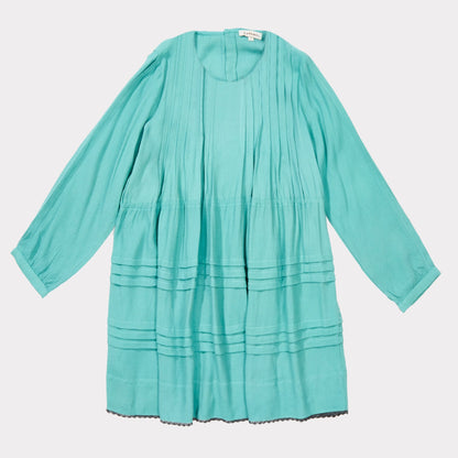 女童绿宝石斜纹连衣裙