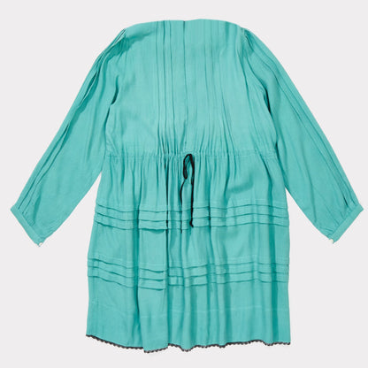 女童绿宝石斜纹连衣裙