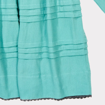 女童绿宝石斜纹连衣裙