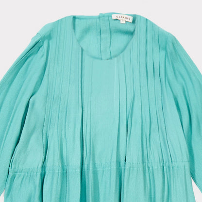 女童绿宝石斜纹连衣裙