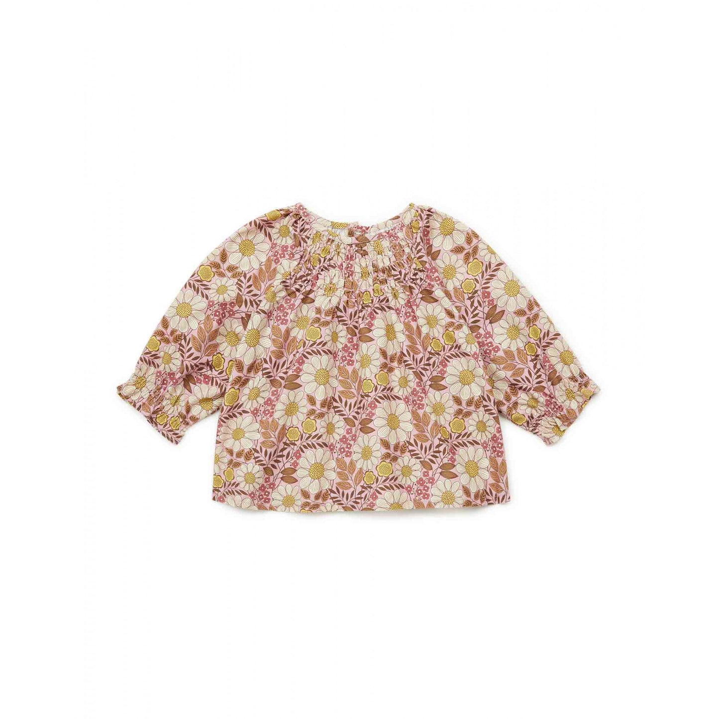 女婴粉色花朵棉上衣