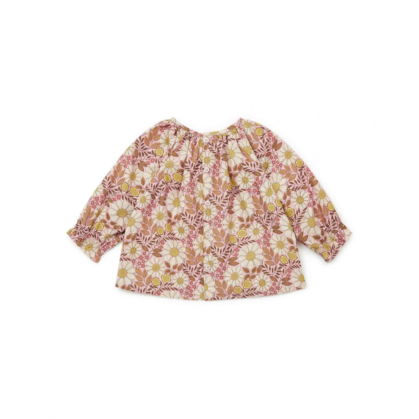 女婴粉色花朵棉上衣