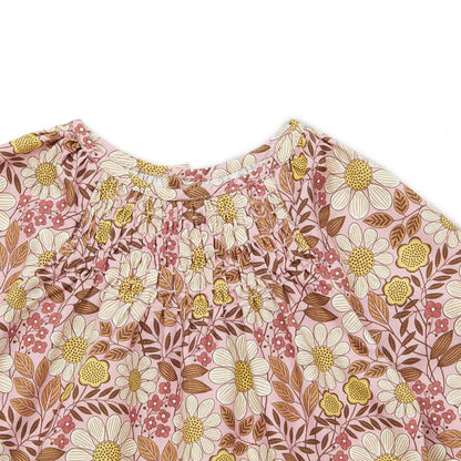 女婴粉色花朵棉上衣