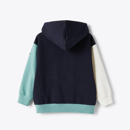 男童蓝色连帽拉链夹克