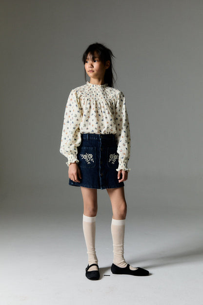 女童蓝色牛仔短裙