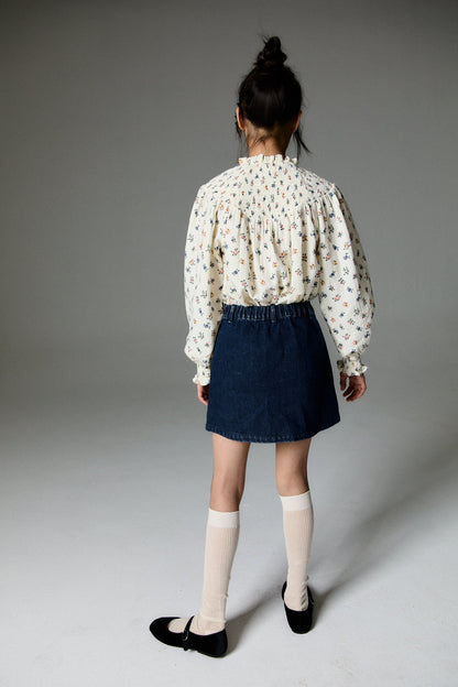 女童蓝色牛仔短裙