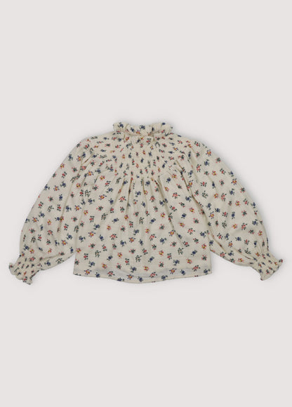 女童奶油白碎花棉上衣