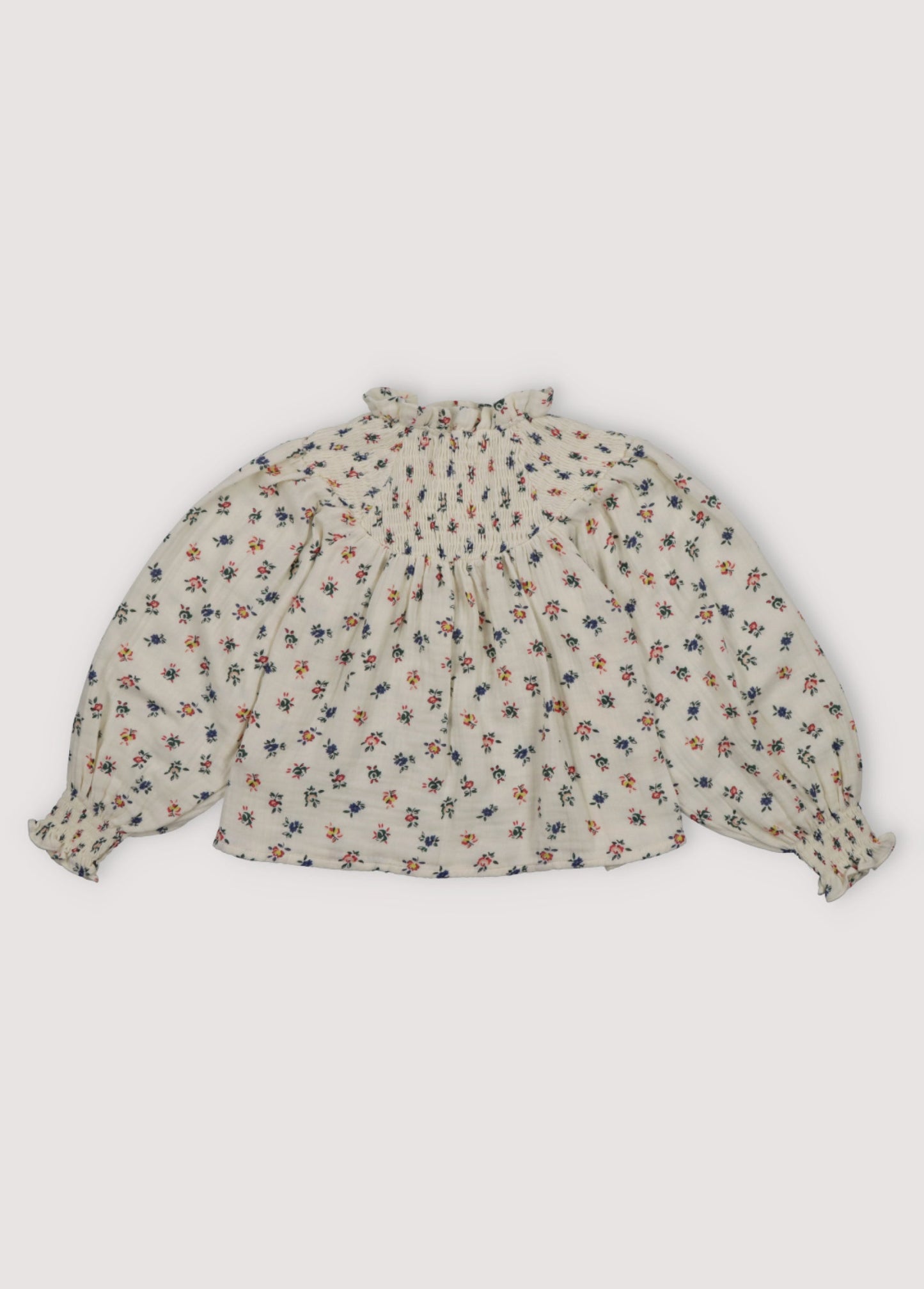 女童奶油白碎花棉上衣