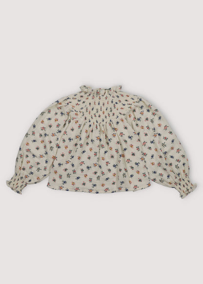 女童奶油白碎花棉上衣