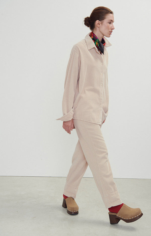 CHEMISE LONGUE AMPLE ML COL BOUTONNE