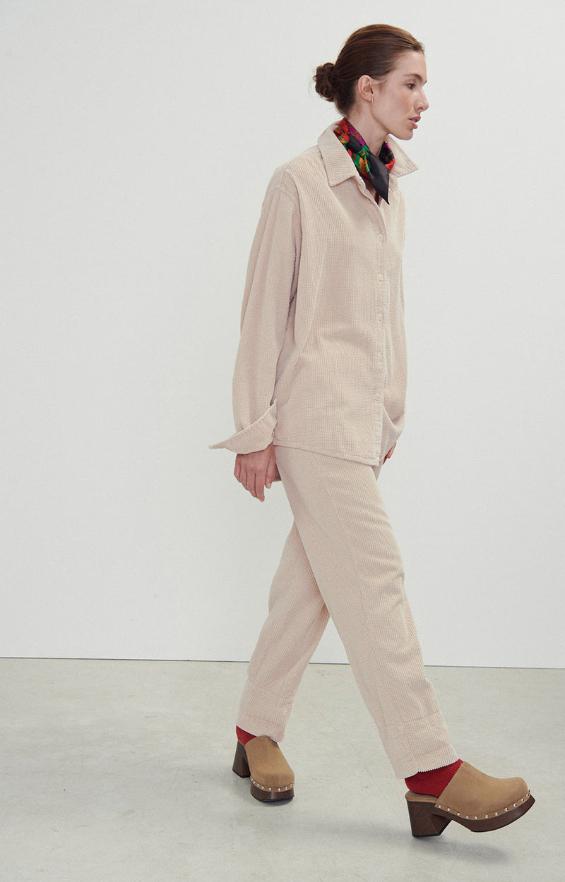 CHEMISE LONGUE AMPLE ML COL BOUTONNE