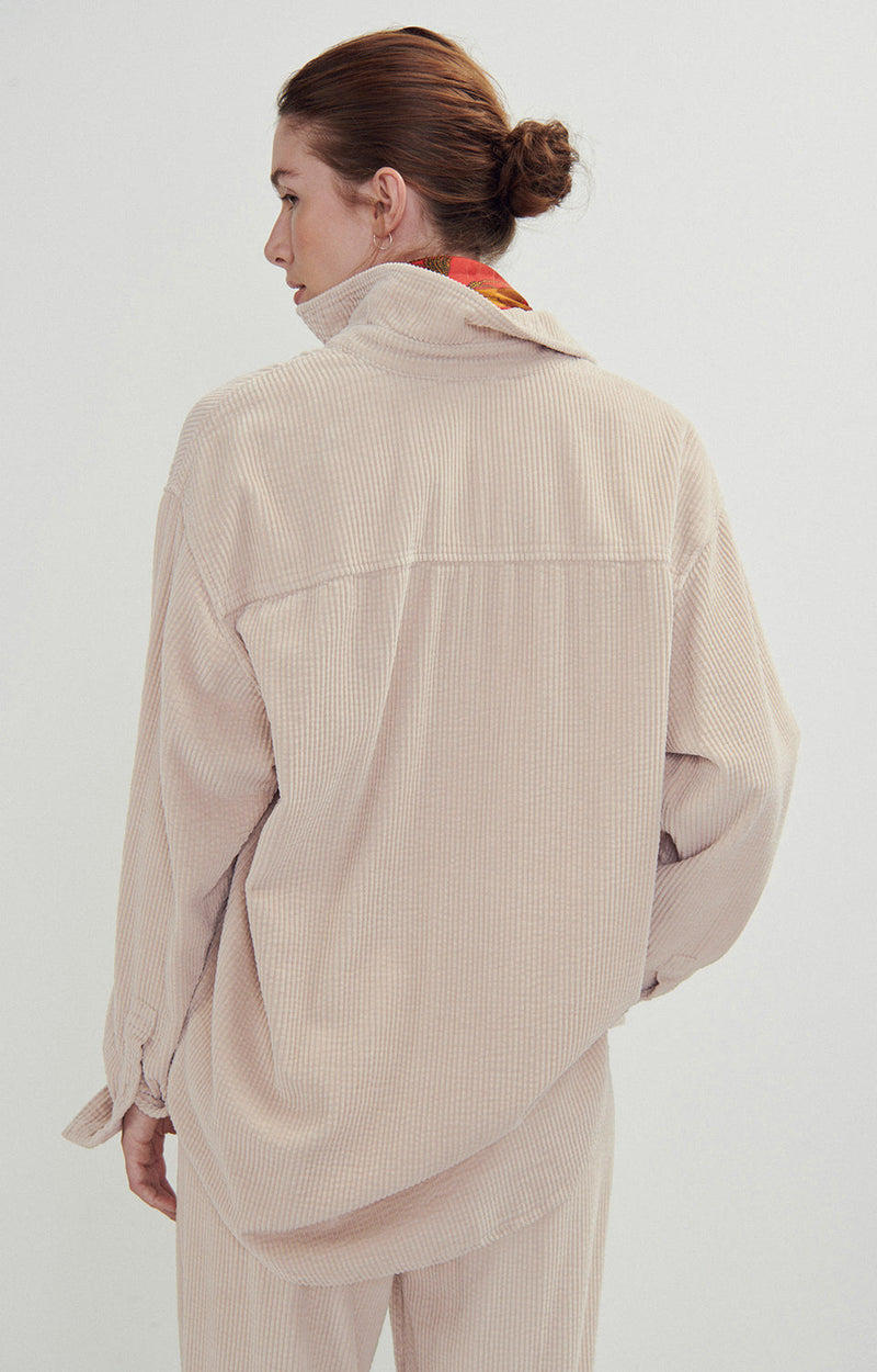 CHEMISE LONGUE AMPLE ML COL BOUTONNE