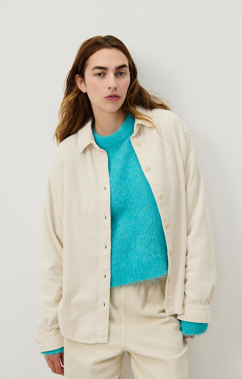 CHEMISE LONGUE AMPLE ML COL BOUTONNE
