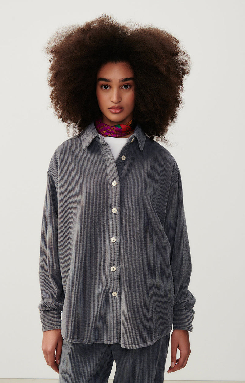 CHEMISE LONGUE AMPLE ML COL BOUTONNE