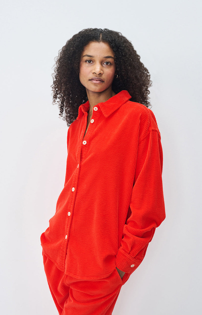 CHEMISE LONGUE AMPLE ML COL BOUTONNE