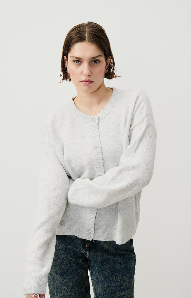 GILET COURT BOULE ML COL ROND BOUTONNE
