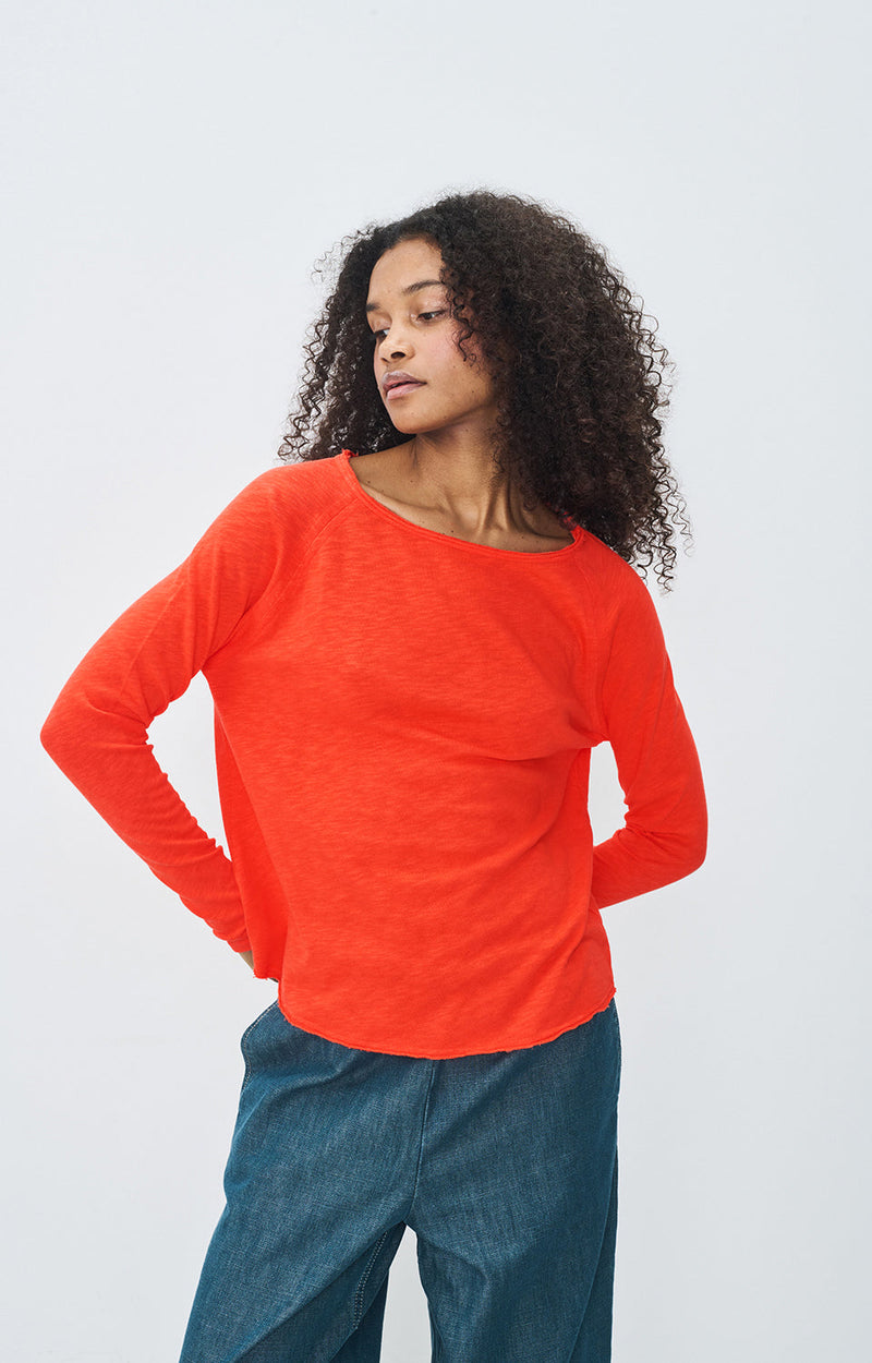 T-SHIRT DROIT ML COL BATEAU