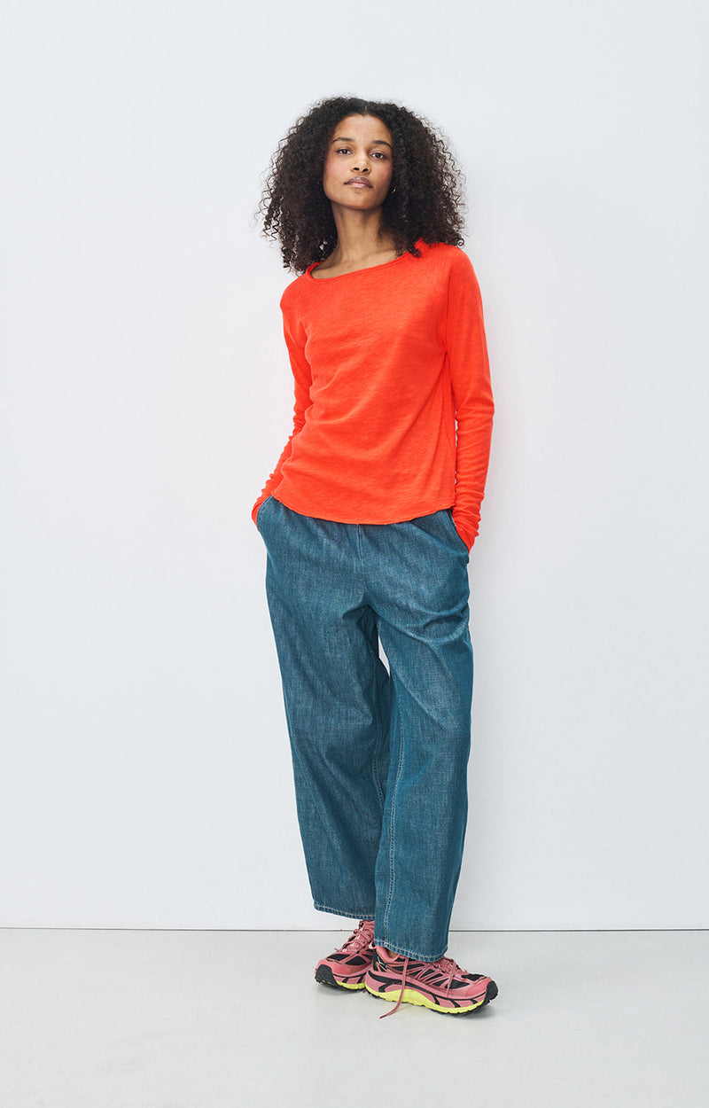T-SHIRT DROIT ML COL BATEAU