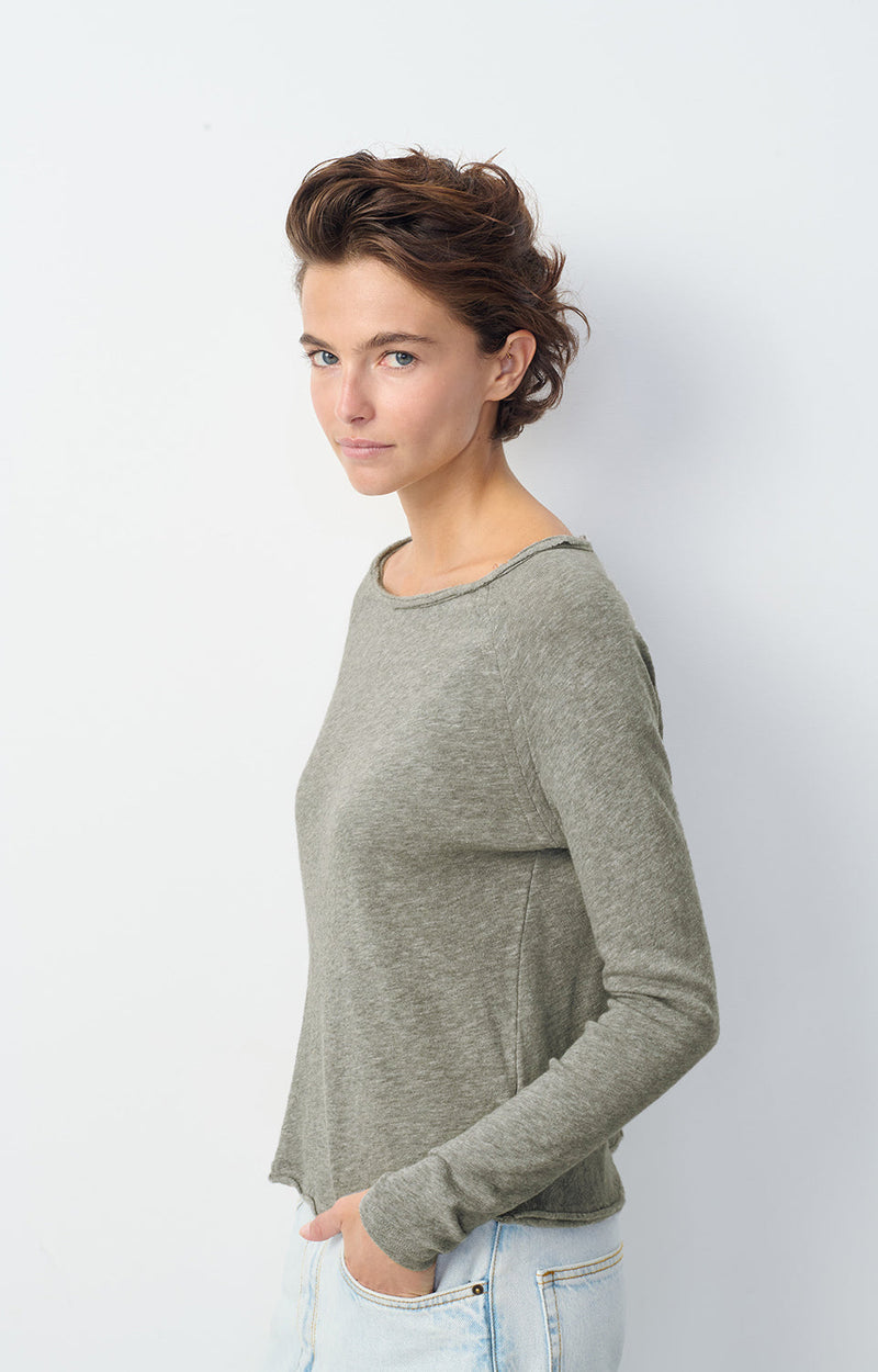 T-SHIRT DROIT ML COL BATEAU