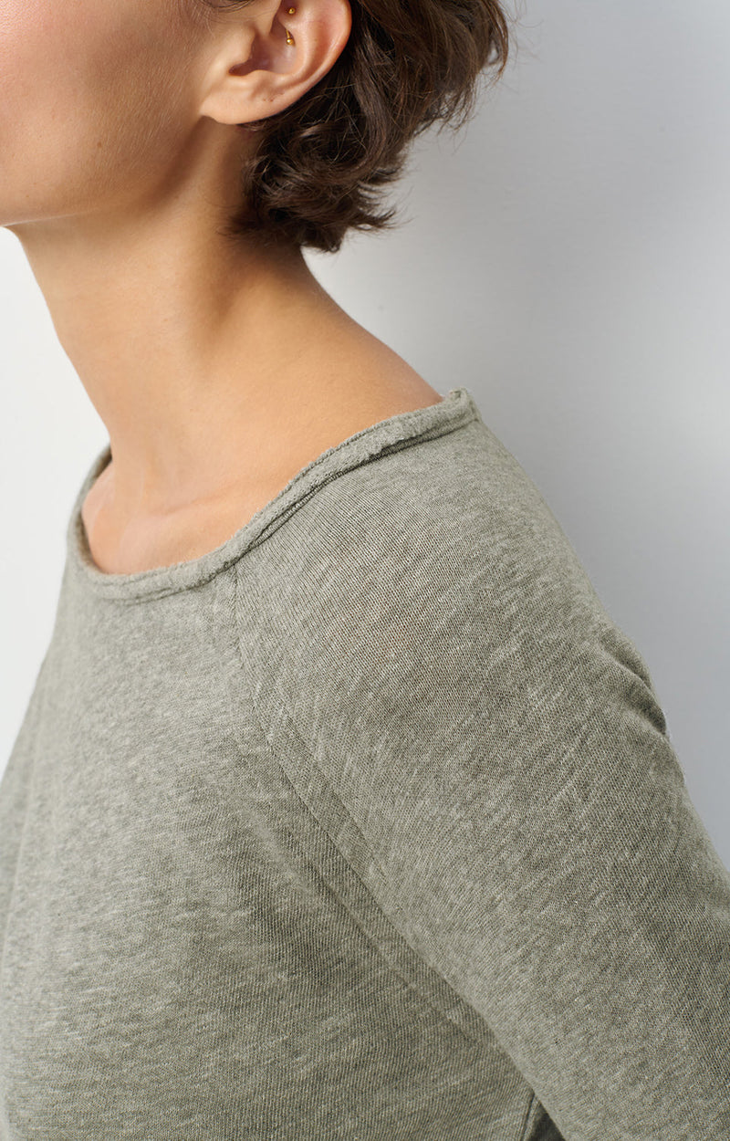 T-SHIRT DROIT ML COL BATEAU