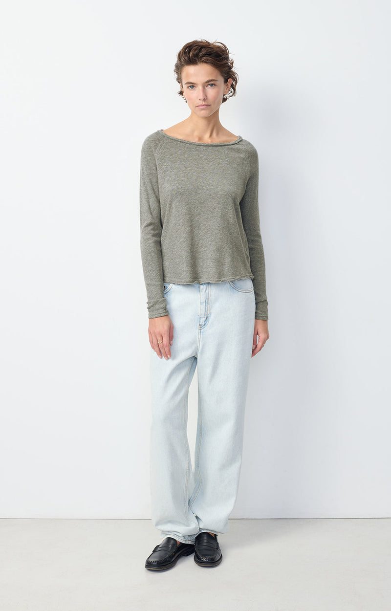 T-SHIRT DROIT ML COL BATEAU