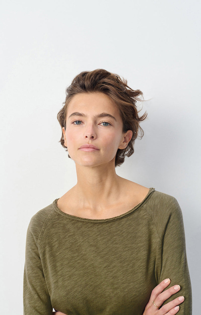 T-SHIRT DROIT ML COL BATEAU
