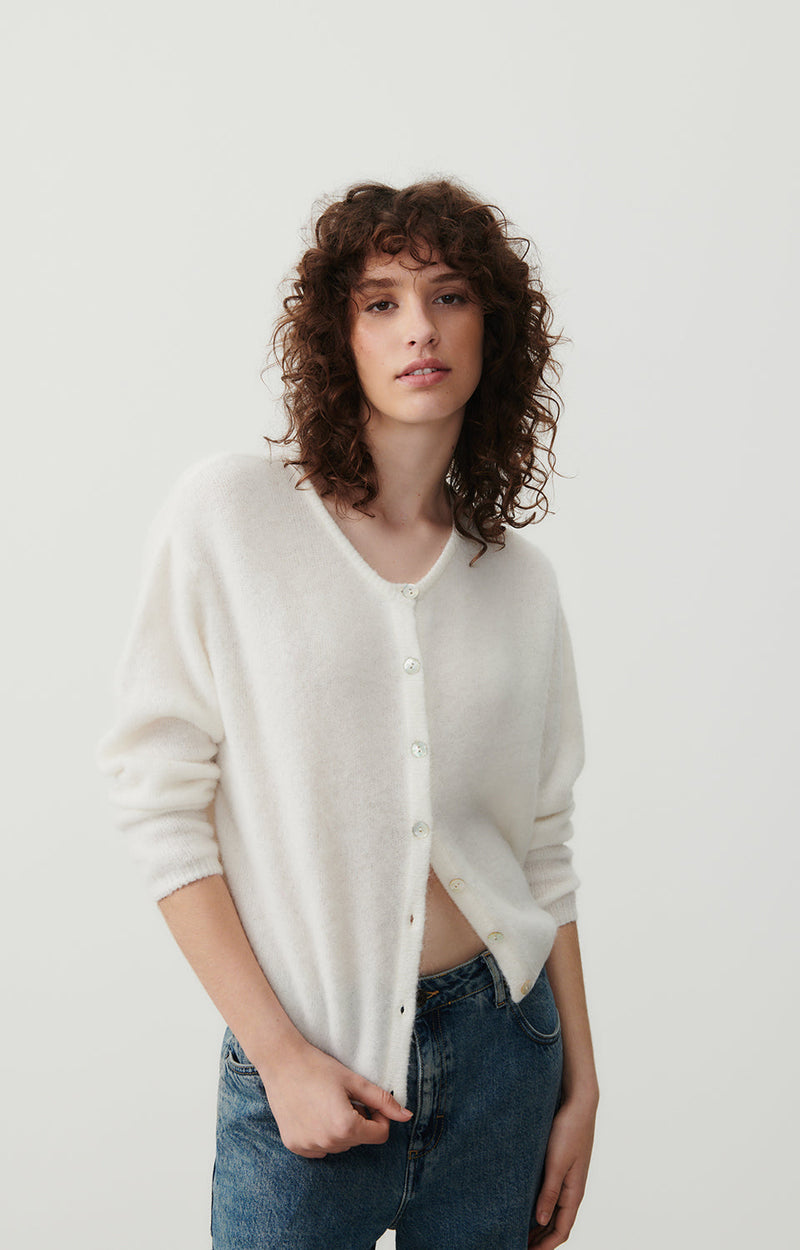 GILET COURT BOULE ML COL ROND BOUTONNE