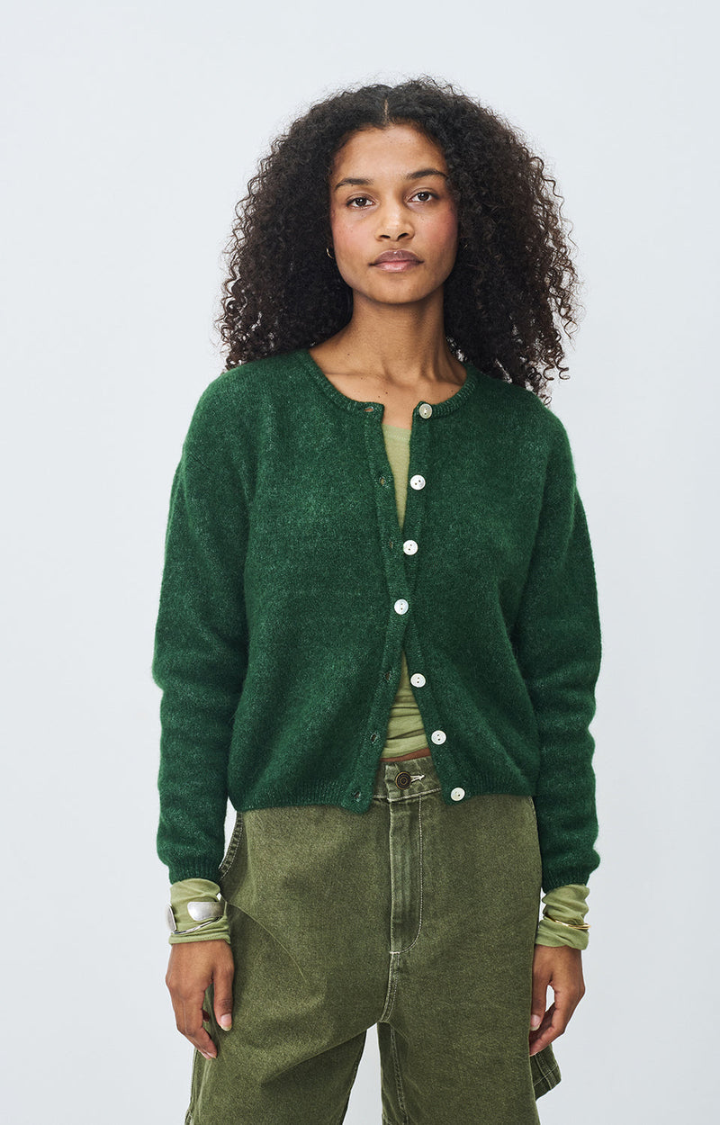 GILET COURT BOULE ML COL ROND BOUTONNE