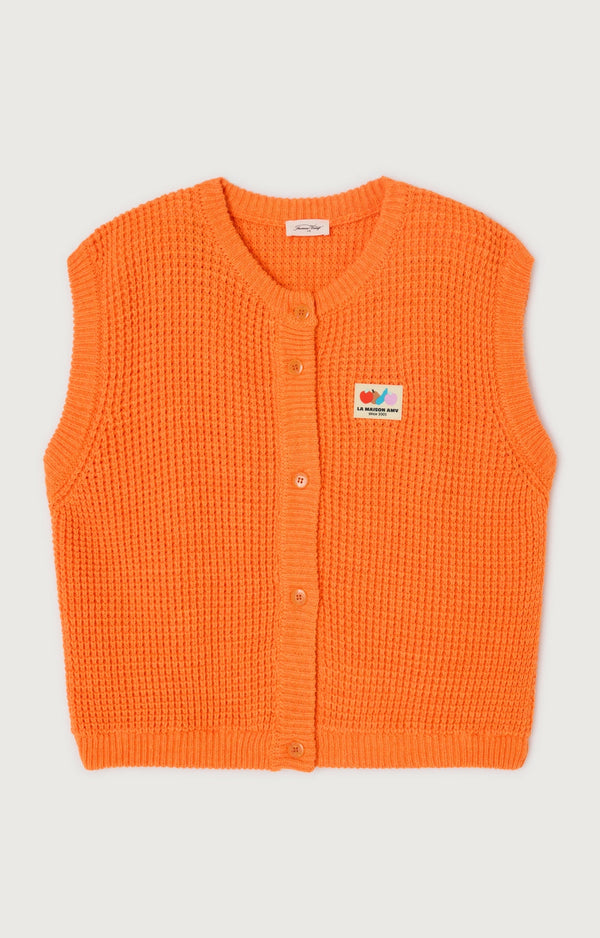 GILET COURT SM COL ROND BOUTONNE