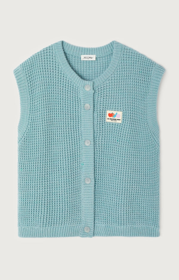 GILET COURT SM COL ROND BOUTONNE