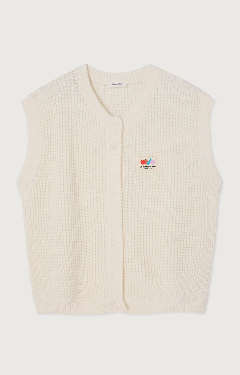 GILET COURT SM COL ROND BOUTONNE