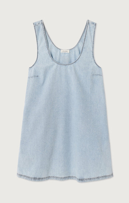 女士短款宽松吊带U领连衣裙