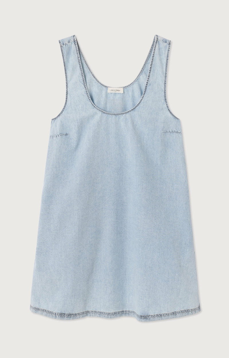 ROBE COURTE AMPLE BRETELLES COL U