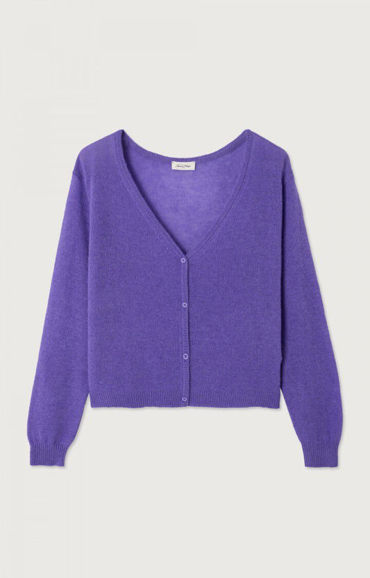 女士短款V领开衫