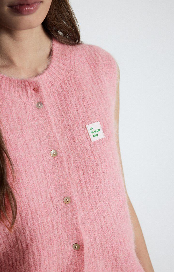 女士圆领纽扣式短款无袖背心