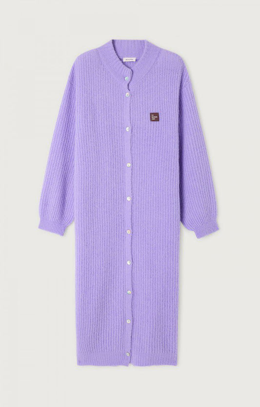 GILET MI-LONG ML COL MONTANT BOUTONNE