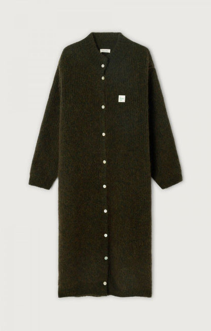 GILET MI-LONG ML COL MONTANT BOUTONNE