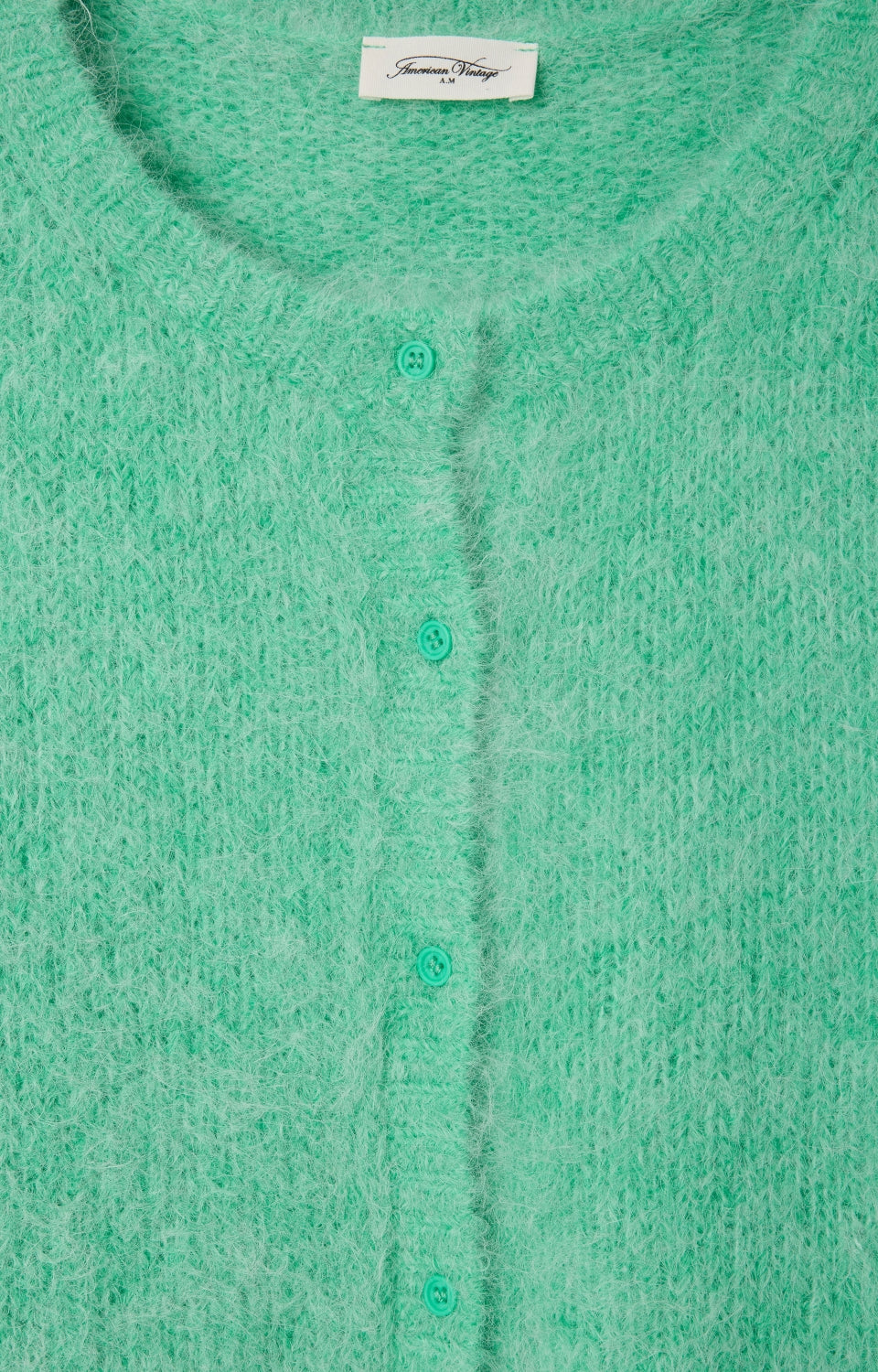 女士绿色羊驼毛针织开衫