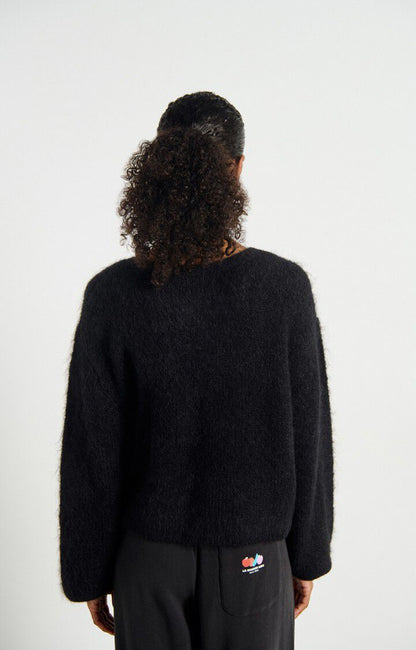 GILET COURT ML COL ROND BOUTONNE