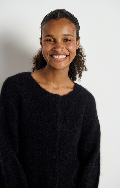 GILET COURT ML COL ROND BOUTONNE