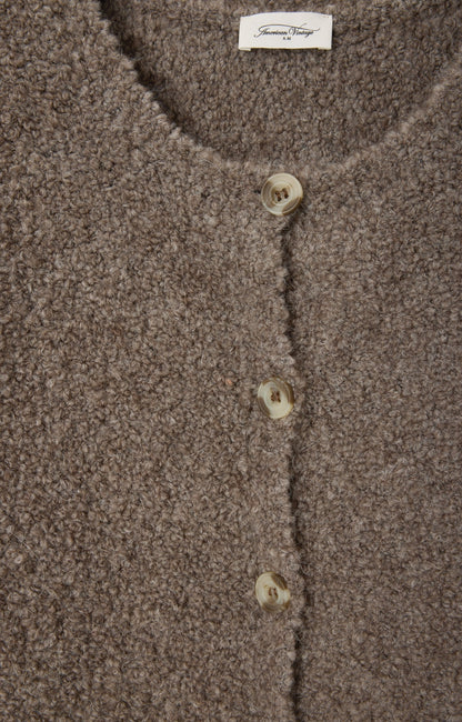 GILET COURT ML COL ROND BOUTONNE