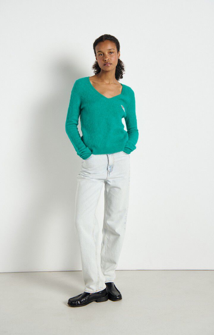 女士修身V领毛衣