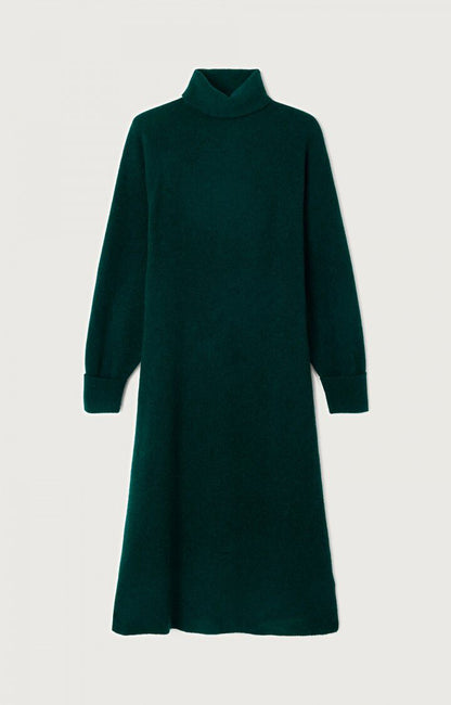 女士高领长直筒连衣裙