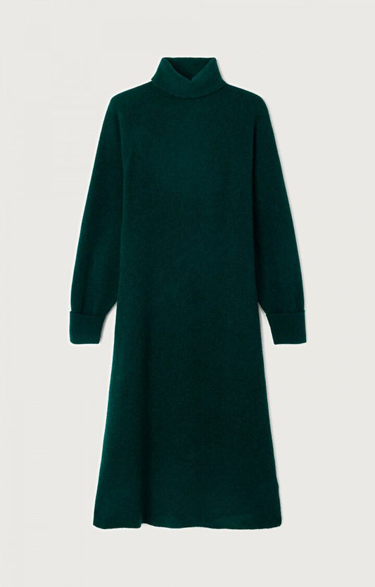 女士高领长直筒连衣裙